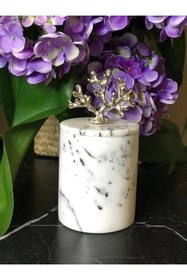 Resim MIARIK DESIGN & DEKORASYON Dekoratif Leylak Mermer Pamukluk Gümüş Mercan Detaylı 