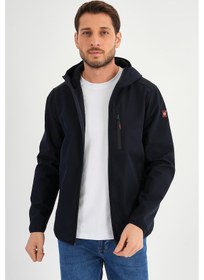 Resim Alexander Gardi Alexandergardı Fermuarlı İçi Polarlı Su İtici Softshell Kumaş Kapüşonlu Mont E24-mnt-01 Lacivert 