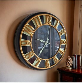 Resim Siyah Gold Yeşil Fosforlu Salon Ofis Otel Duvar Saati 40 Cm Siyah 