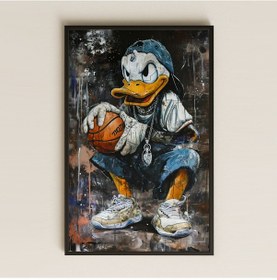 Resim Hip-hop Basketbolcu Ördek Tasarımlı Şeffaf Pleksi Tablo 