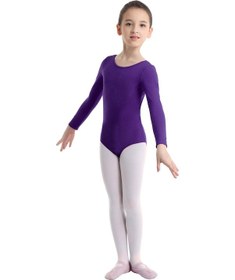 Resim Siyah Çocuk Kız Jimnastik Bale Elbise Uzun Kollu Leotard Dans Giyim Kostüm Siyah 
