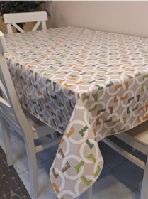 Resim Elyaflı Pvc Muşamba - Desenli Silinebilir Masa Örtüsü Kahve Bej 