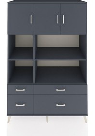 Resim Kronos Dolap 8 Raflı 4 Çekmeceli 3 Kapaklı 132x59x195 Antrasit-antrasit/antrasit Antrasıt/antrasıt 