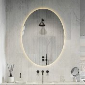 Resim 80*60 Beyaz Ledli Elips Anyo Aynası 