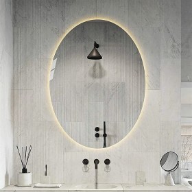 Resim 80*60 Beyaz Ledli Elips Anyo Aynası 