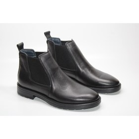 Resim casso HAKİKİ DERİ KAYMAZ TABAN İKİ TARAFI LASTİKLİ KOLAY GİYİM DÜZ DERİ KIŞLIK KLASİK CHELSEA SİYAH 