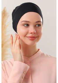 Resim Melodi Scarf Kadın Tesettür Pratik Hazır Geçme Bone Geçmeli Bone Siyah Siyah-siyah Siyah 