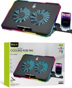 Resim Blic Siyah RGB 2 Fanlı 9-17" Inç 1.200RPM Telefon Tutacaklı Notebook Dizüstü Soğutucu Stand 