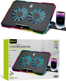 Resim Blic Siyah RGB 2 Fanlı 9-17" Inç 1.200RPM Telefon Tutacaklı Notebook Dizüstü Soğutucu Stand 