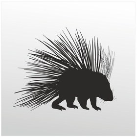 Resim Folyo Sticker Kirpi 40cm Uzunluk Siyah 