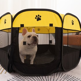 Resim Rulo-pertuvar sekizgen evcil hayvan kafesi, kediler ve köpekler için uygun büyük ölçekli bir oyun odasıdır. Evcil hayvan mobilyası katlanabilir basit bir kulübe haline getirilebilir ve açıldıktan sonra hemen kullanılabilir, birçok renk seçeneği mevcuttur 