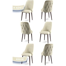 Resim Canisa Krax Serisi, 1.sınıf Babyface Kumaş Mutfak Sandalyesi, Kahve Metal Ayak, 6 Adet Krem Sandalye Sandalye Krem Ayaklar Kahve 