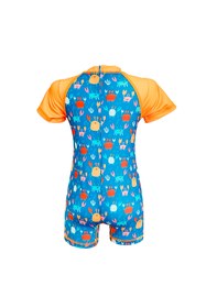 Resim İYİBU Bebek Yüzücü Tulum Mayo Kısa Kollu Su Itici Esnek Yengeç Desenli Dar Kalıp Plaj Ve Havuz Bebek Mayo 