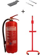 Resim YAN-SAV 6kg Yangın Tüpü Dübel Vida Askı Aparatı ve C Tipi Sehpa 4'lü Set 