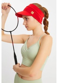 Resim Kadın Uv Korumalı Katlanabilir Üstü Açık Yumuşak Siperli Pamuklu Penye Tenis Vizör Şapka - Tek Ebat / Kırmızı Kırmızı 