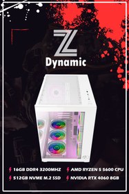Resim Zeiron Dynamic X4060s Ryzen 5 5600 16GB DDR4 Ram 512GB NVMe M.2 SSD RTX4060 8GB Oyuncu Masaüstü Bilgisayar 