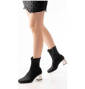 Resim Dalgıç Siyah Topuklu Fermuarlı Kadın Bot Siyah 