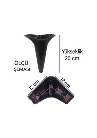 Resim 4 Adet Zelve 20 Cm Siyah Lüx Mobilya Kanepe Sehpa Ünite Koltuk Ayağı Baza Ayak 