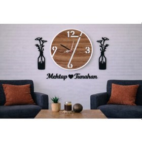 Resim Duvar Saati 40 Cm Çiçekler 30 Cm Kişiye Özel No 1015 Çok Renkli 