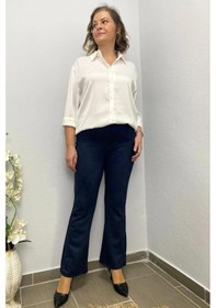 Resim Mia Butik Kadın Lacivert Süet İspanyol Paça Özel Seri Pantolon Lacivert 