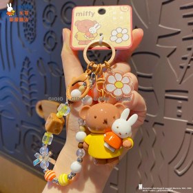 Resim Silver1 Miffy Tavşan Bebek Anahtarlık Kolye Kadın Zarif Diy Boncuklu Çift Anahtarlık Kitap Çantası Çekicilik (Yurt Dışından) 