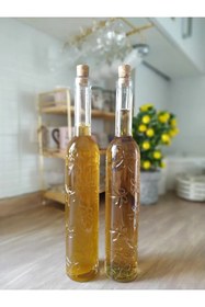 Resim Practika Toskana Yağdanlık Yaprak Motifli Dekoratif Şık Mutfak Yağdanlık Mantar Tıpalı - Sirkelik Şişe 