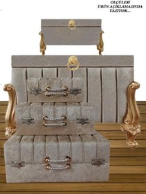 Resim Sonem Çeyiz Sandık Gelin Damat Bavul Çanta Nişan Çeyiz Sandığı 5li 0598 