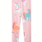 Resim 1 Adet Kızlar İçin Pastel Pembe Unicorn Tayt - %95 Pamuklu Yumuşak Legging, pastel unicor ve kalpler desenli, 2 yaşından 7'ye büyük 2-7 Yaş Çocuğunuz iç Şirinci Do 