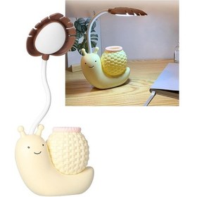 Resim Kalem Tutuculu Led Masa Lambası Karikatür Hayvan Salyangoz Masa Lambası Çok İşlevli Usb Şarjlı Sevimli Kaz Boynu Masa Lambası Öğrenciler İçin 