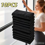 Resim 10 Adet Sihirli Cam Temizleme Bezleri - Kalın Mikrofiber Havlular, Pencere, Ayna, Araba ve Banyo için Çok Amaçlı Yüzey Silme Bezi, İz Bırakmaz, Pratik Tasarım 