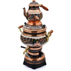 Resim Eriza 5.2 Litre 220V Elektrikli Işlemeli Bakır Semaver 