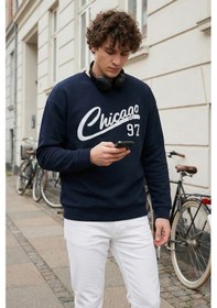 Resim Buratti Pamuk Karışımlı Regular Fit Bisiklet Yaka Erkek Sweat 5905468S Indigo 