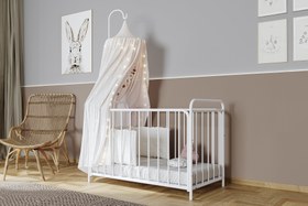 Resim Argimo Bunny Metal Bebek Beşiği Seti 60x120 Beyaz (Beşik + Uyku Seti + Cibinlik + Yatak Dahil) 