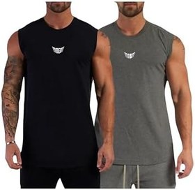 Resim GENIUS STORE 2'Lİ Erkek Nem Emici Hızlı Kuruma Atletik Teknik Performans Sporcu Sıfır Kol T-shirt 