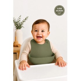 Resim Siliconly Bpa Içermeyen %100 Silikon Bebek Mama Önlüğü Kaydırmaz Cepli Bebek Önlüğü 
