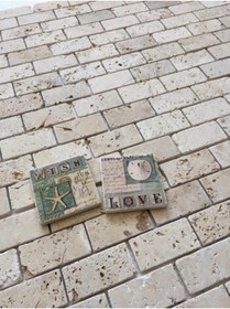 Resim Pietramosaic 5x10 Klasik Traverten Tuğla Desen Eskitme Mozaik Doğaltaş Duvar Kaplama Dekoratif 