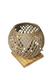 Resim TEKAY AYDINLATMA JÜT İP ÖRME BAŞLIK AHŞAP TABANLI ABAJUR 9 W.AMPUL DAHİL 