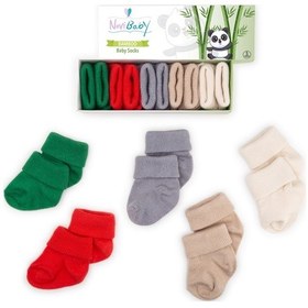 Resim Novibaby 5'li Bambu Yenidoğan Bebek Çorabı I Winter I 0-6 ay Çok Renkli 