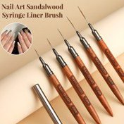 Resim 5 Parça Profesyonel Kuaför Kalitesi Tırnak Sanatı Fırçası Seti - Kırmızı Sandal Ağacı Saplı, İnce Detaylar İçin Uygun Yumuşak Kıllar, Kokusuz 