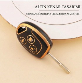 Resim Ford Focus Transit Fiesta Modeo Fusion Ka Galaxy Gold Kenar Tpu Anahtar Kılıfı Mavi 