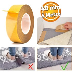 Resim Badem10 Kilim Paspas Halı Bant 48 mm x 5 mt Kaymaz Çift Taraflı Yapışkan Toplanma Önleyici Sabitleme Bandı 