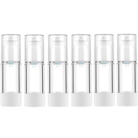 Resim 6 adet 15oz/30oz/50oz Şeffaf Airless Kozmetik Pompalı Şişeler, Fondöten için Yeniden Doldurulabilir Seyahat Dispenser Kapları, Saç Bakım Jeli, Duş Jeli, Cilt Bakımı Losyonu vb. İçin Uygun 