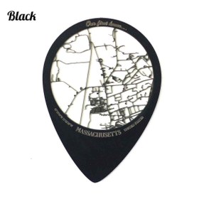 Resim Kişiselleştirilmiş Sokak Haritası - İki Katmanlı - Pin Şekilli - 20 x 28 cm / Siyah 