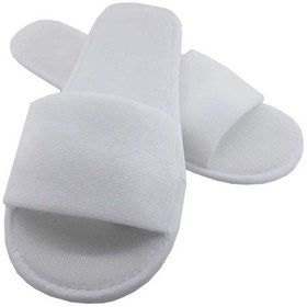 Resim 50 Çift Önü Açık Kaymaz Taban Çift Katlı Havlu Beyaz Otel Terliği Tek Kullanımlık Kullan At Beyaz 