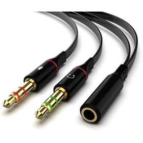 Resim NovStrap Kulaklık Mikrofon Ayırıcı Y Splitter Kablo 2x3.5mm Telefon Kulaklığını Bilgisayara Bağlama 