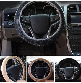 Resim Novahub Kahve Kış Peluş Direksiyon Kapağı Araba Aksesuarı Sapları Otomatik Düz Renk Kılıf Kahve 