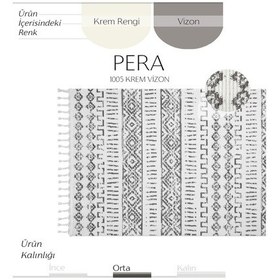 Resim Cool Halı Pera 1005 Krem Vizon Hav Toz Vermez Yumuşak Dokulu Mutfak Antre Çocuk Odası Dokuma Makine Halısı 