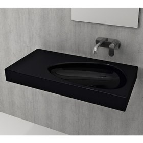 Resim Bocchi Etna Etajerli Lavabo 90 Cm Parlak Siyah 1115-005-0125 