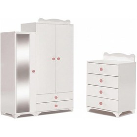 Resim Patiko Sahra 950 3 Kapılı Bebek Odası Takımı Pembe 