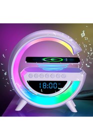 Resim Tastech Bluetooth G Hoparlör Rgb Led Işıklı Speaker Alarm Saat Aux Usb Sd Kart Wireless Şarj 
